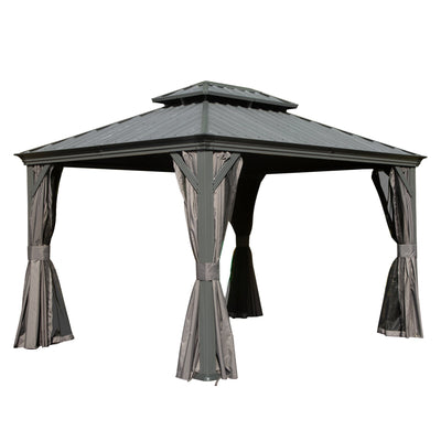11x13FT Outdoor Gazebo with Galvanized Steel Double Roof