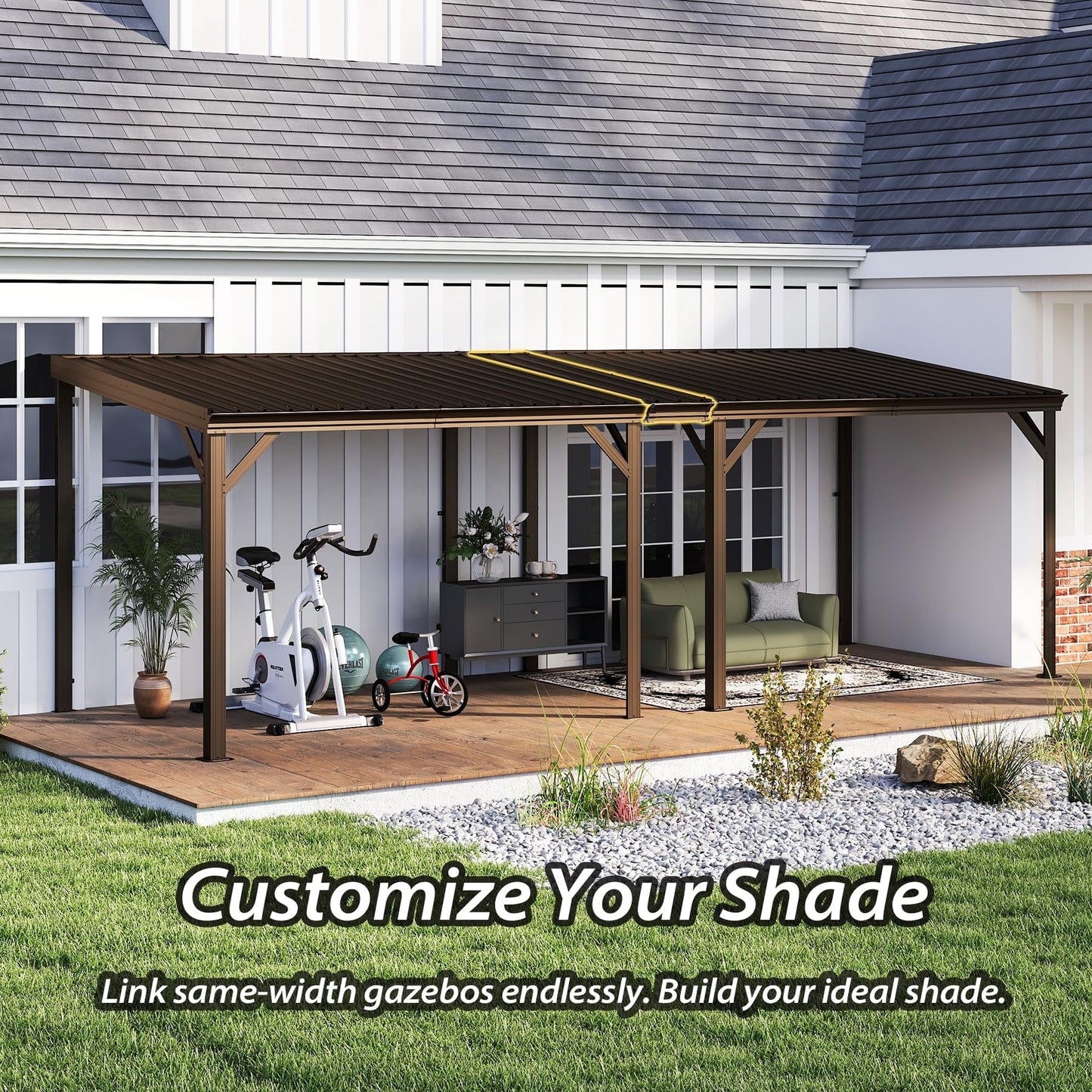 10'x16' Hardtop Lean-To Gazebo with Gutters