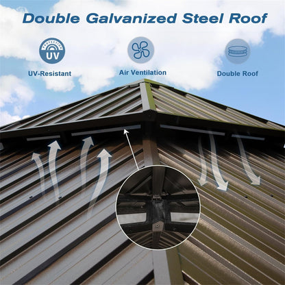 12' x 16' Hardtop Aluminum Gazebo with Double Roof Canopy