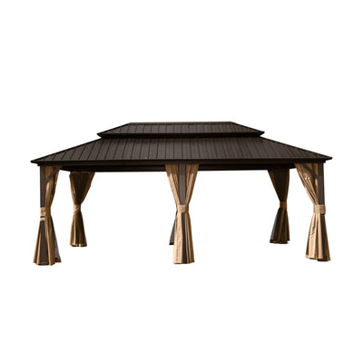 12' X 20' Hardtop Gazebo with Galvanized Steel Double Roof Canopy