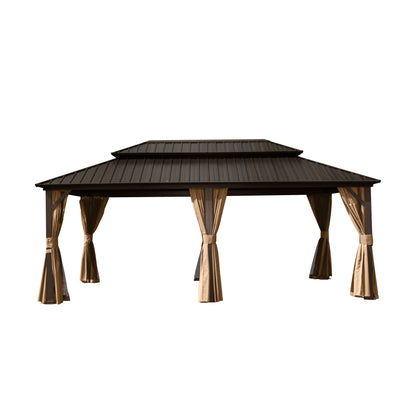 12' X 20' Hardtop Gazebo with Galvanized Steel Double Roof Canopy