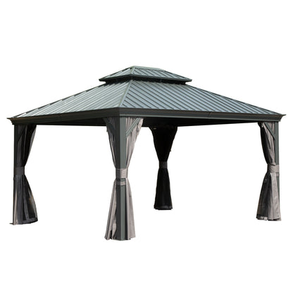 10' x 14' Hardtop Gazebo with Galvanized Steel Double Roof