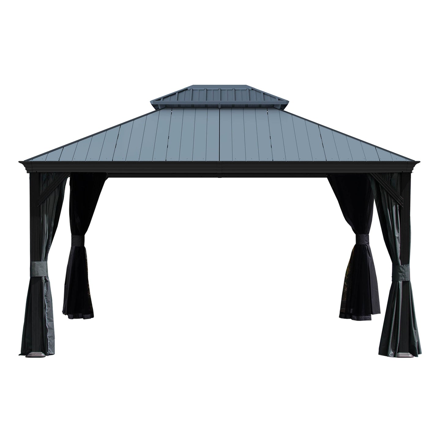 12'x14' Hardtop Gazebo with Resin Roof and Drainage Gutters