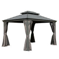 11x13FT Outdoor Gazebo with Galvanized Steel Double Roof
