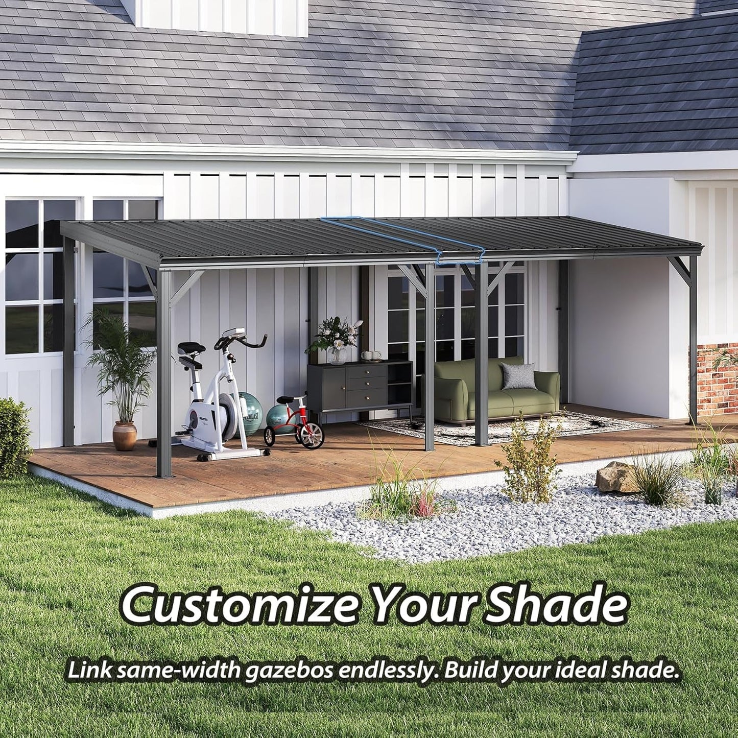 12'x16' Hardtop Lean-To Gazebo with Gutters