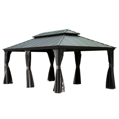 12' x 20' Hardtop Gazebo with Double Roof Canopy