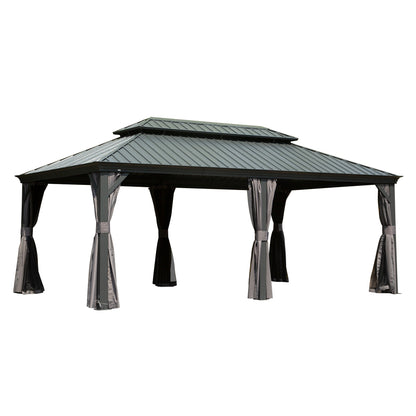 12' x 20' Hardtop Gazebo with Double Roof Canopy