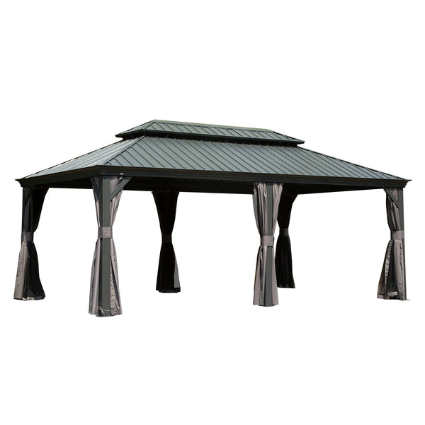 12' x 20' Hardtop Gazebo with Double Roof Canopy