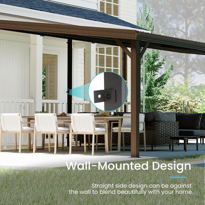 12x20FT Lean To Gazebo with Steel Roof