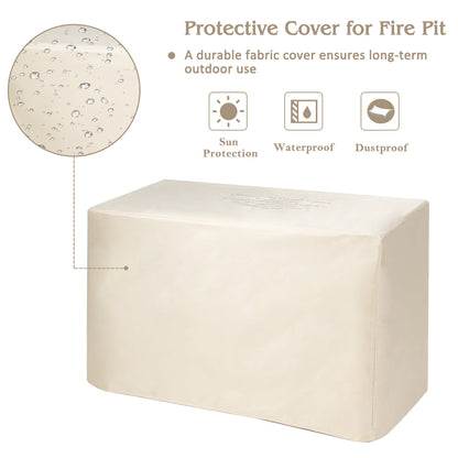 9 Pieces Outdoor Patio Furniture Set with 42 Inch Propane Fire Pit Table