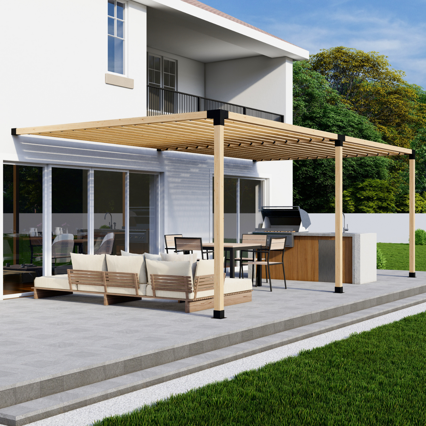 DIY Pergola Bracket Kit for an Attached Pergola With Slatted Roof - Any Size Up to 24' x 12'