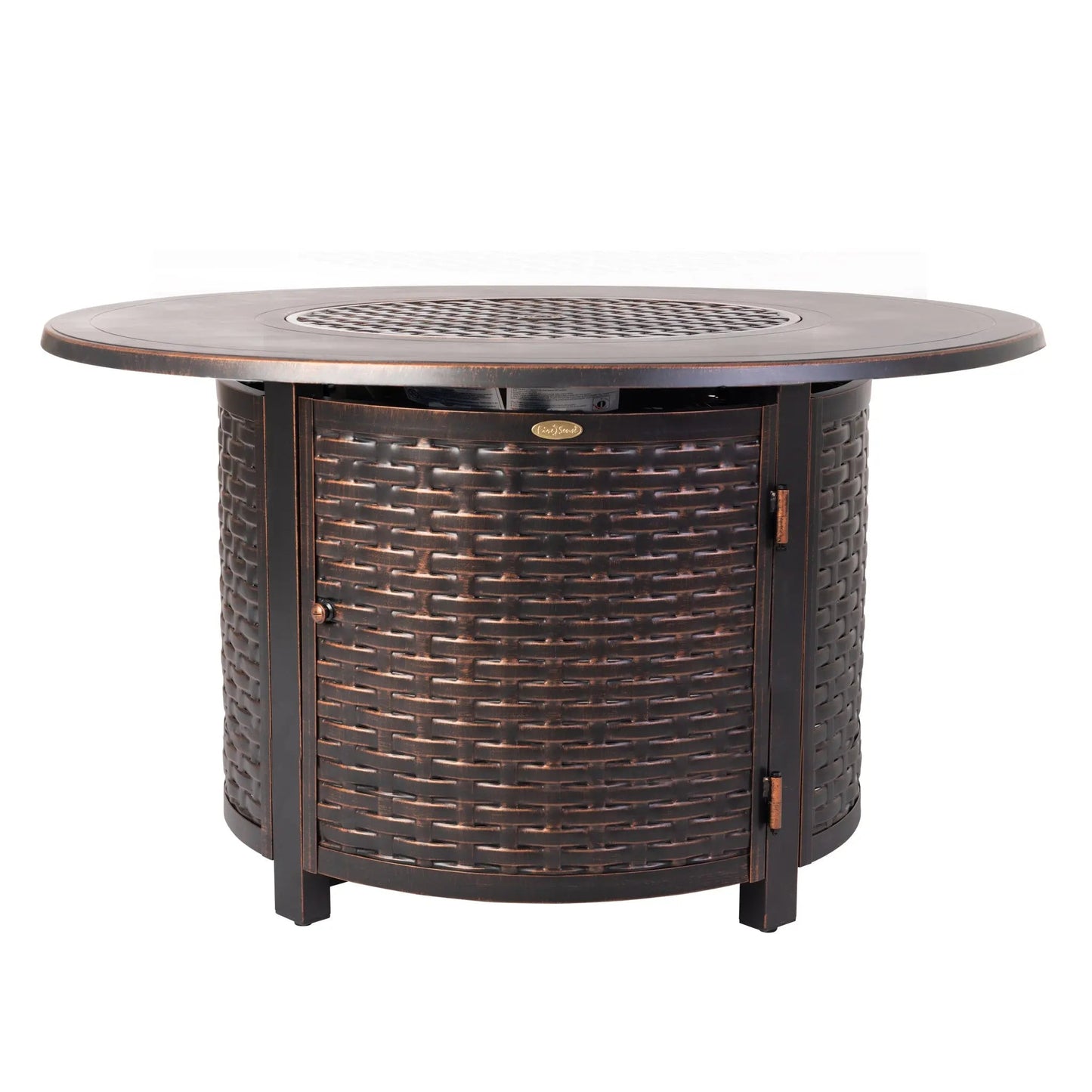 Florence 44" Round Woven Aluminum Convertible Gas Fire Pit Table