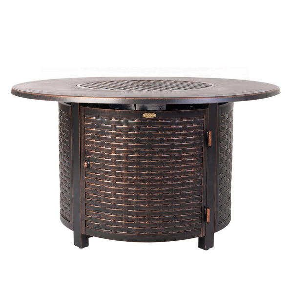 Florence 44" Round Woven Aluminum Convertible Gas Fire Pit Table