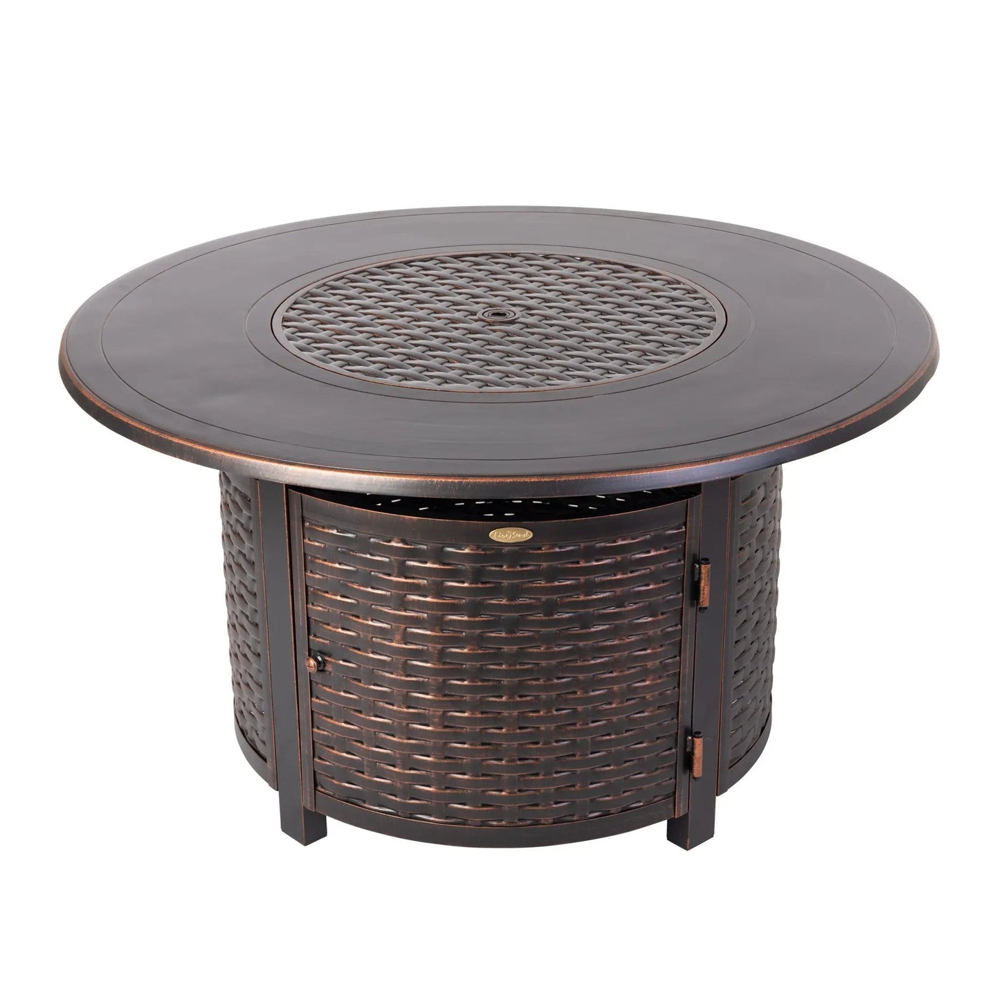 Florence 44" Round Woven Aluminum Convertible Gas Fire Pit Table