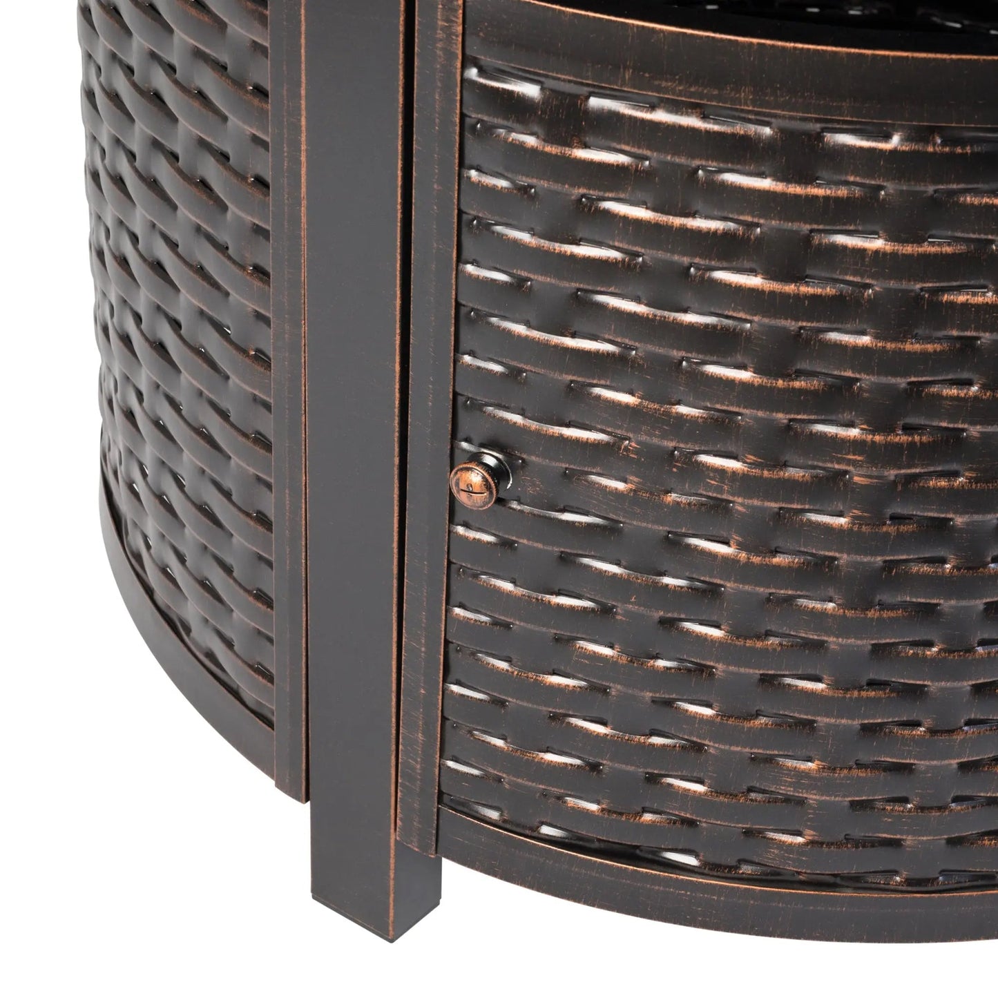Florence 44" Round Woven Aluminum Convertible Gas Fire Pit Table