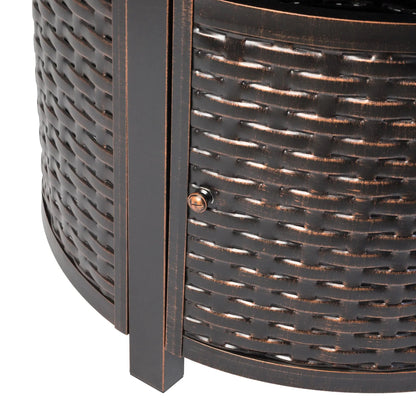 Florence 44" Round Woven Aluminum Convertible Gas Fire Pit Table