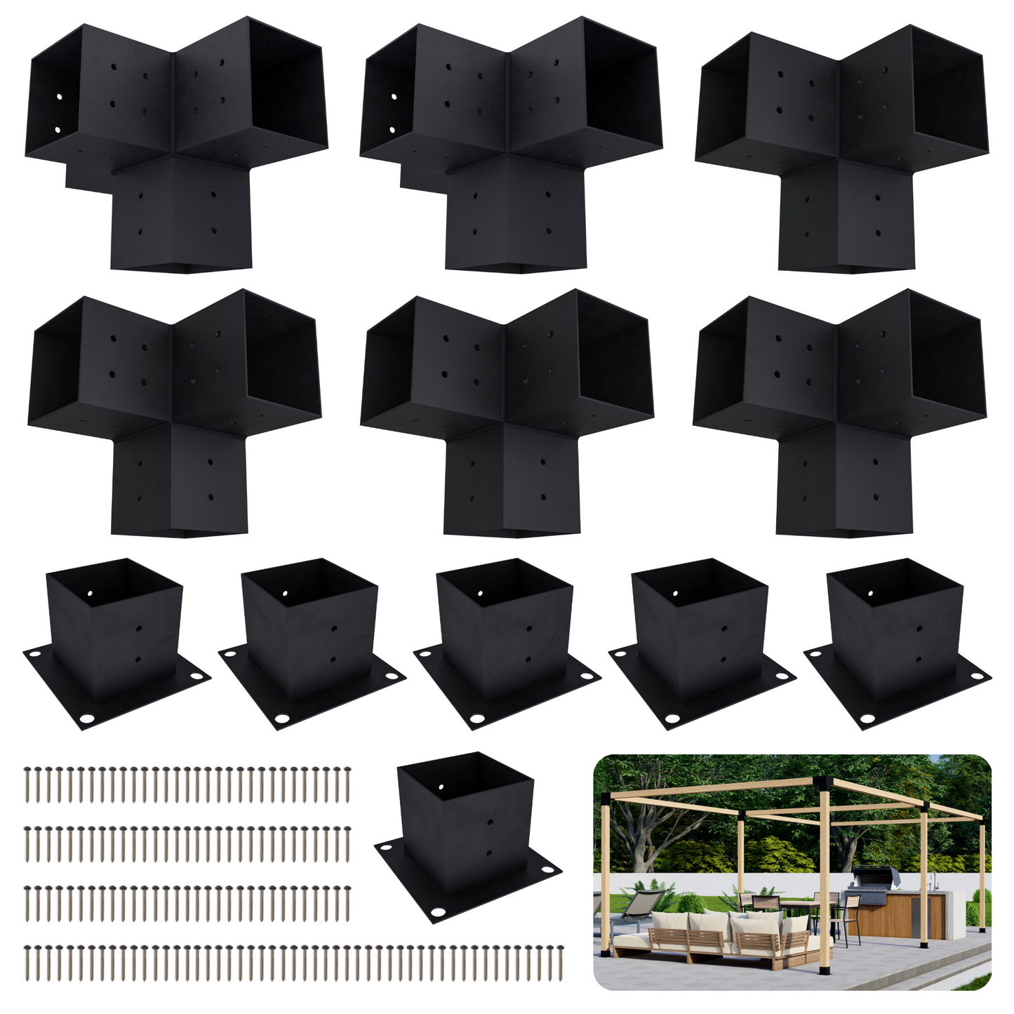 DIY Pergola Bracket Kit for a Freestanding Pergola Frame - Any Size Up to 24' x 12'