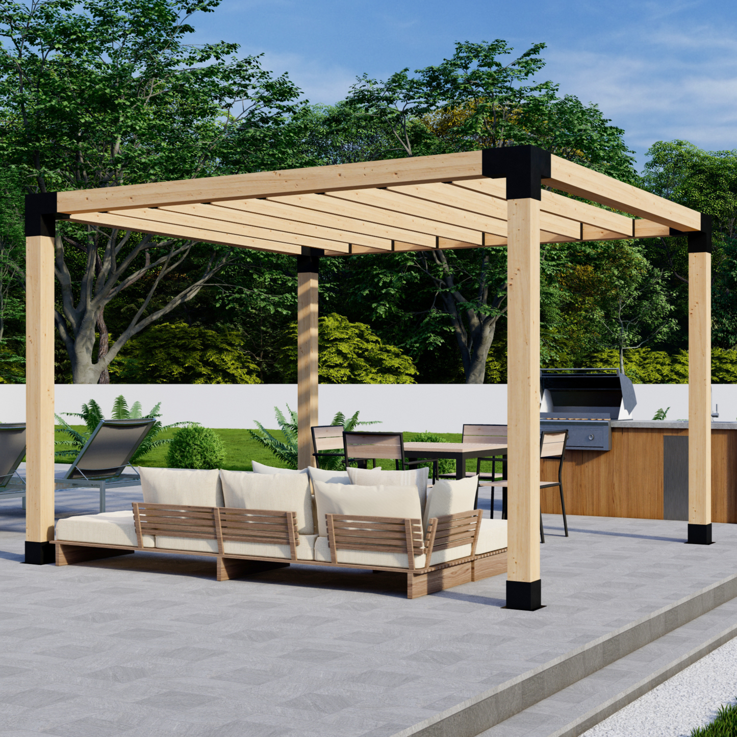 DIY Pergola Bracket Kit for a Freestanding Pergola With Slatted Roof - Any Size Up to 12' x 12'