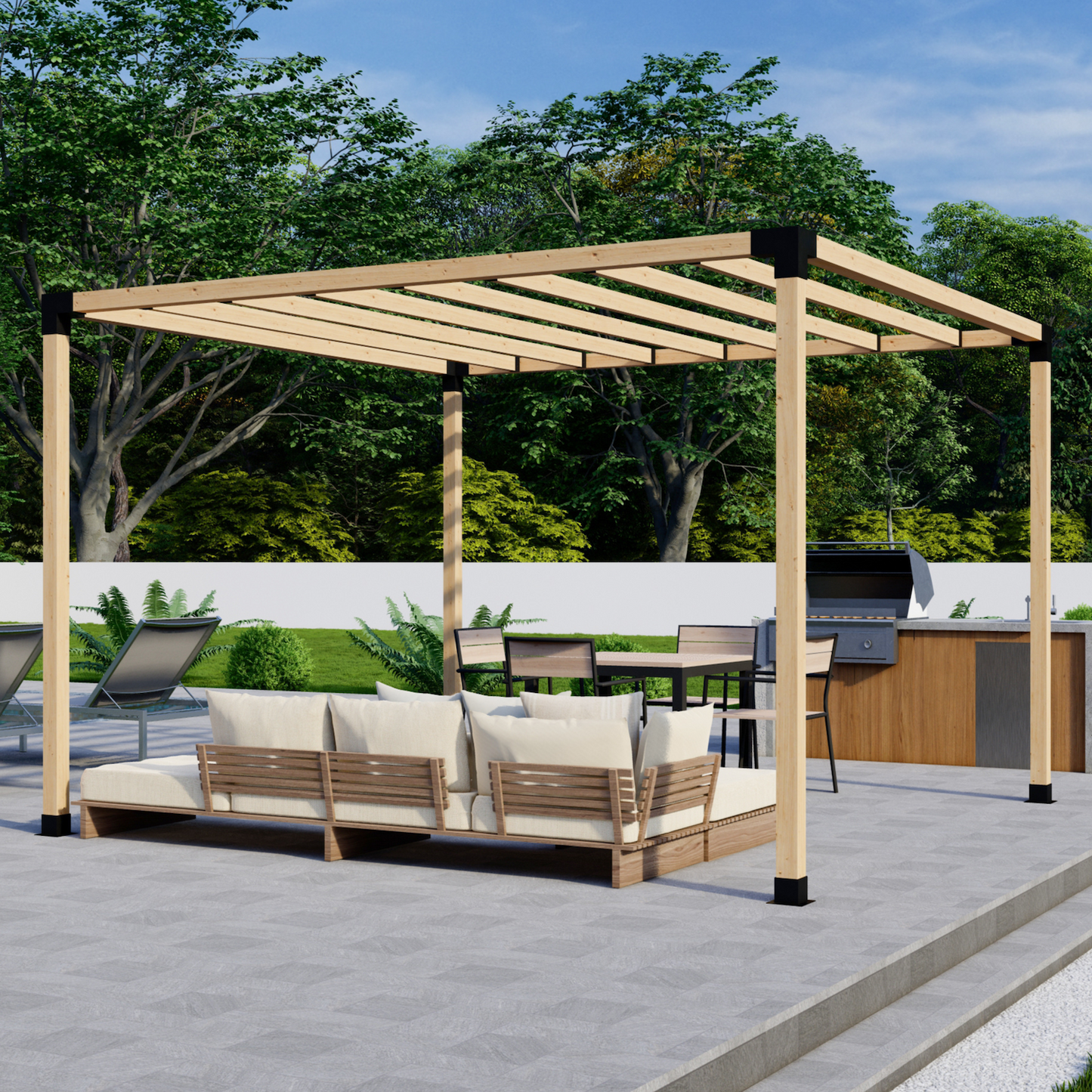 DIY Pergola Bracket Kit for a Freestanding Pergola With Slatted Roof - Any Size Up to 12' x 12'