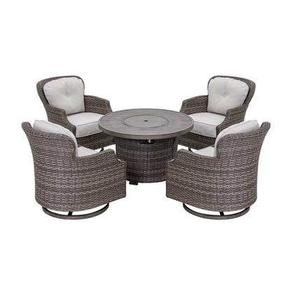 Tenaya Round Wicker FirePit Table with Metal Cover