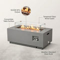 50000 BTU Rectangular Steel Fire Pit 42" Propane Gas Fire Pit Table Gray 2-Pieces for outside with Glass Wind Guard