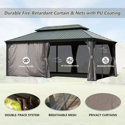 12' x 20' Hardtop Gazebo with Double Roof Canopy