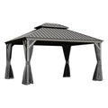 10x13ft Outdoor Gazebo with Galvanized Steel Double Roof