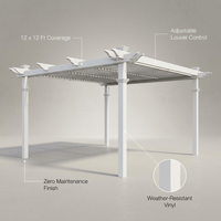 144"L X 144"W X 104"H Vinyl Camelot Louvered Pergola, White, VA42070 — Lifestyle