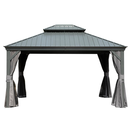 10' x 14' Hardtop Gazebo with Galvanized Steel Double Roof