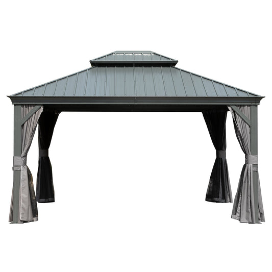 10' x 14' Hardtop Gazebo with Galvanized Steel Double Roof