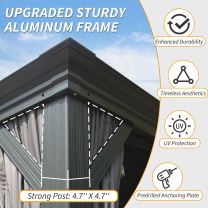 10' x 14' Hardtop Gazebo with Galvanized Steel Double Roof