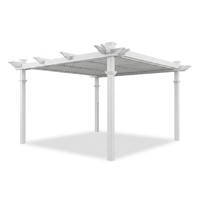 144"L X 144"W X 104"H Vinyl Camelot Louvered Pergola, White, VA42070 — Studio Shot